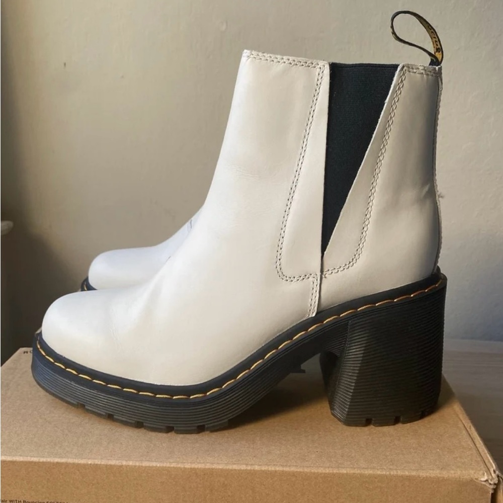 White Doc Marten Leather Spence Chelsea Boots -  Size 11, EU 43